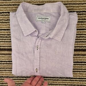 EUROPANN Saint Tropez Light Purple Weave LINEN Sz 4 US XL Mens Long Sleeve Shirt